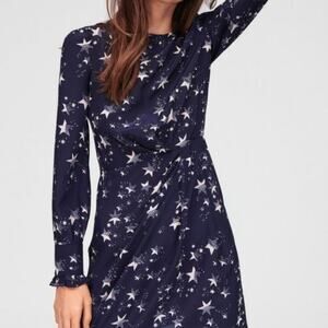 Tara Jarmon 100% Silk Star Print Blue Dress Size 36